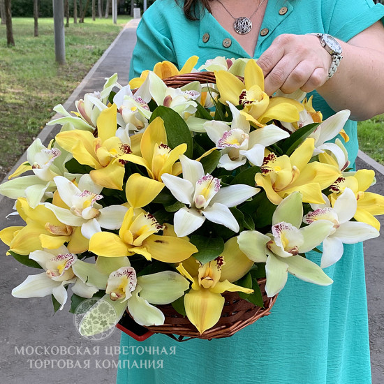 Букет с орхидеями "Все о Еве" в корзине