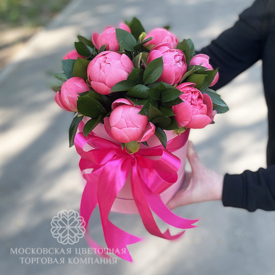 Букет с пионами "Модная штучка" в коробке