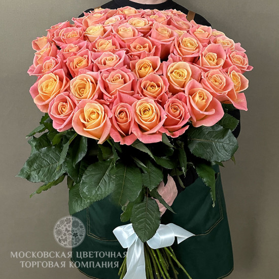 Букет 51 персиково-розовая роза