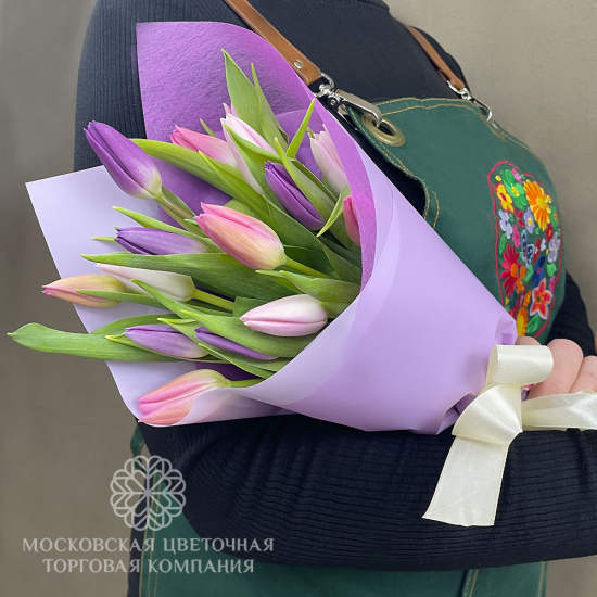Букет 15 тюльпанов, микс