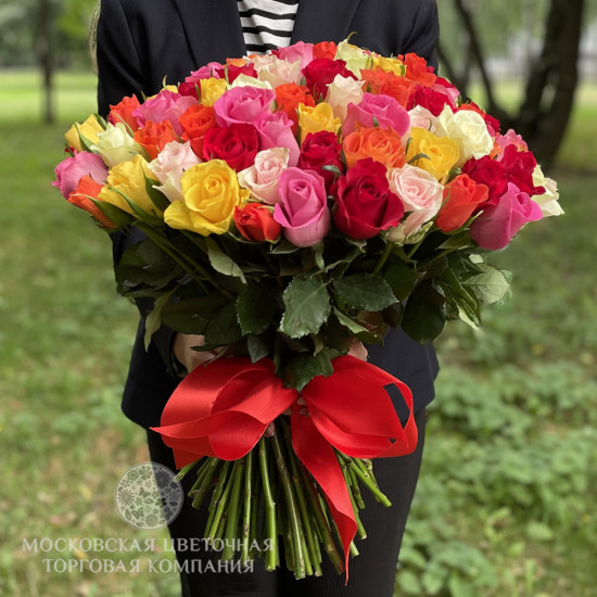 Букет из 101 розы Цвет радуги