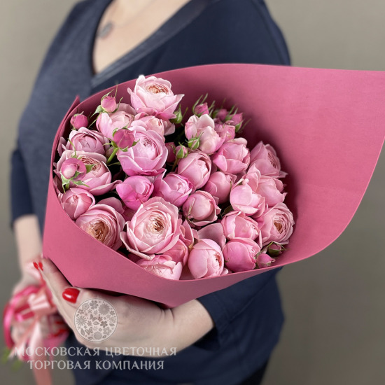 Букет 9 пионовидных кустовых роз Силва Пинк
