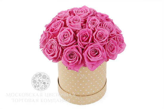 Букет 25 роз Аква в шляпной коробке