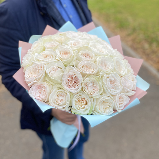 Букет с пионовидными розами Вайт О’Хара «Сливочный Десерт»