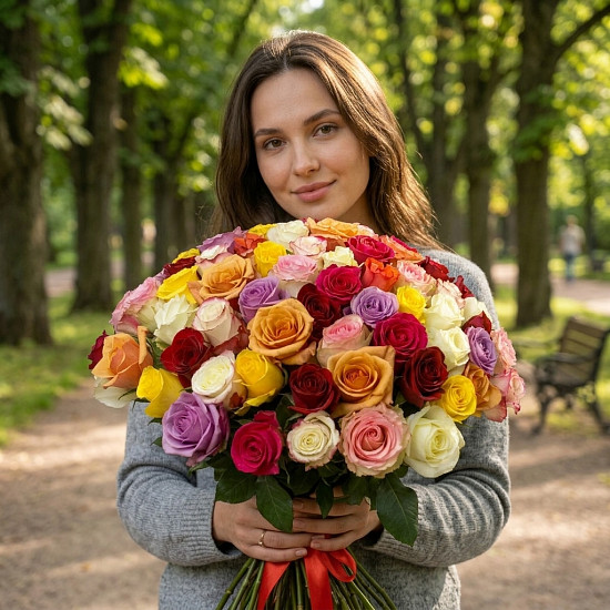 Букет Фламандская легенда, 75 премиум роз