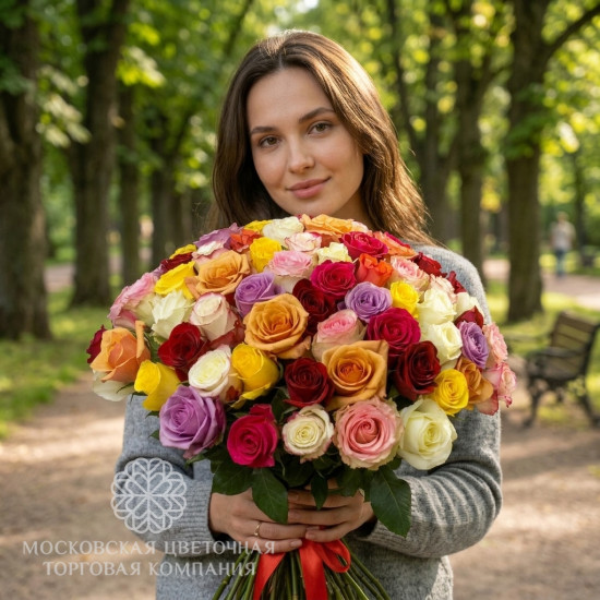 Букет Фламандская легенда, 75 премиум роз