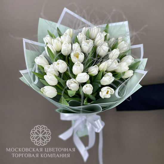 25 белых тюльпанов
