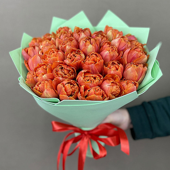 Букет 35 премиальных тюльпанов, оранжевые