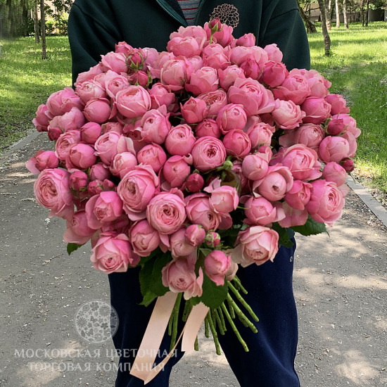 Букет 31 пионовидная кустовая роза Силва Пинк
