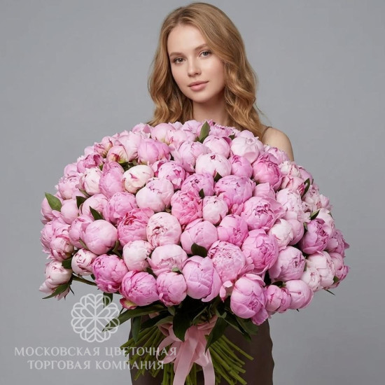 Букет из розовых пионов 101 комплимент