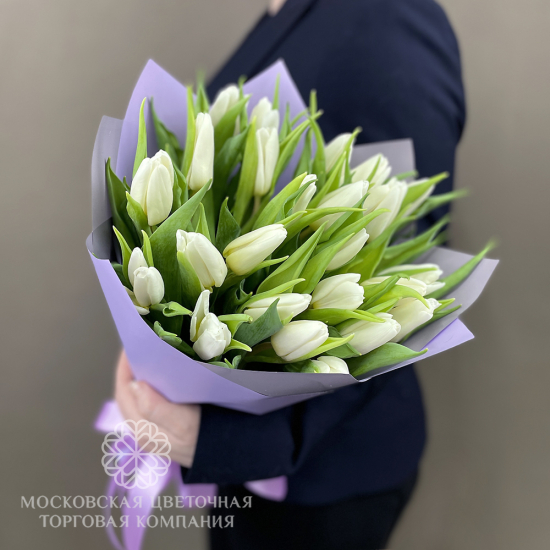 25 белых тюльпанов
