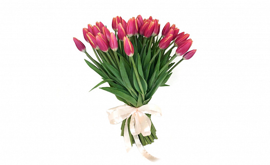 Букет 51 тюльпан, красно-розовые