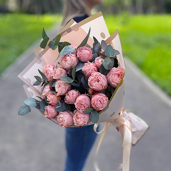 Букет пионовидных роз Джорджия Пич