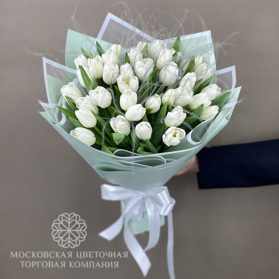 25 белых тюльпанов
