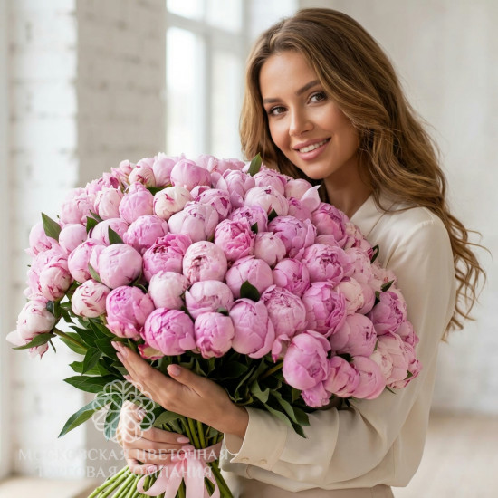 Букет из розовых пионов 101 комплимент
