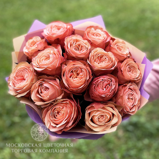 Букет пионовидных роз "Карамельный Соблазн"